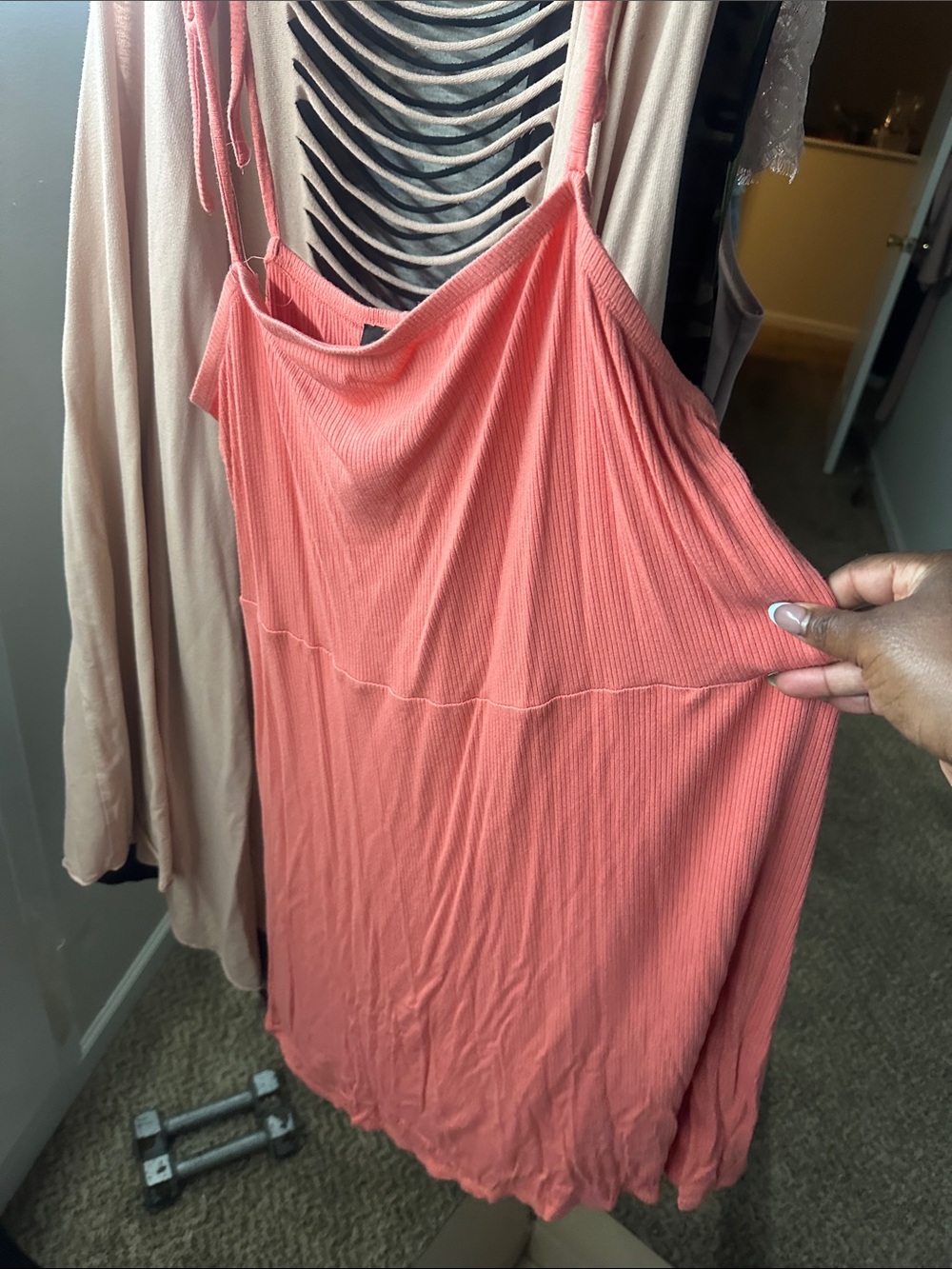 Forever 21 Coral Ribbed skater dress